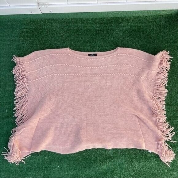 La Je Pink Sweater with Fringe One Size - Picture 4 of 9